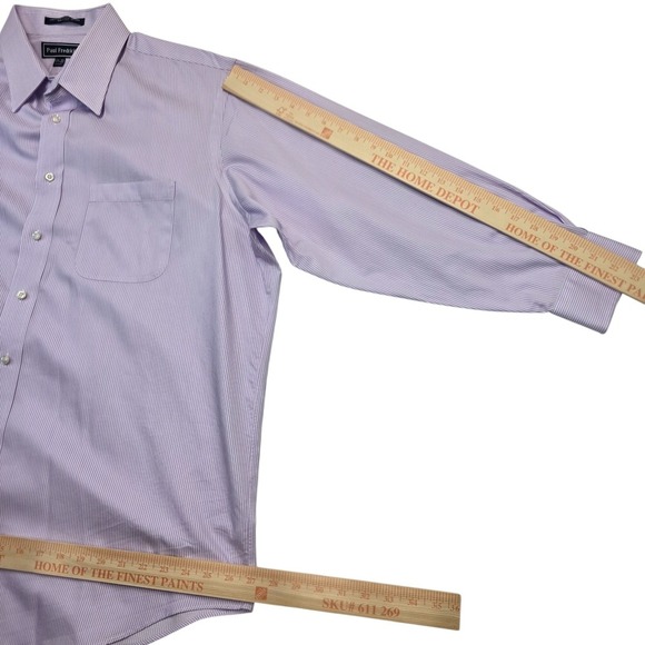 Paul Fredrick Mens Dress Shirt 17½-33 Purple Striped Long Sleeve Button Up - Picture 6 of 6